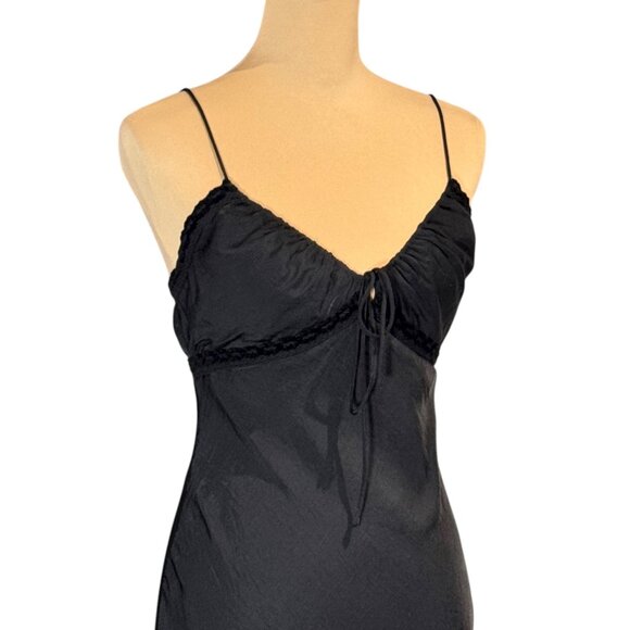 Princess PollyEmily Maxi Slip Dress SZ 8 Black Satin Gothic Whimsigoth Party - Picture 4 of 16